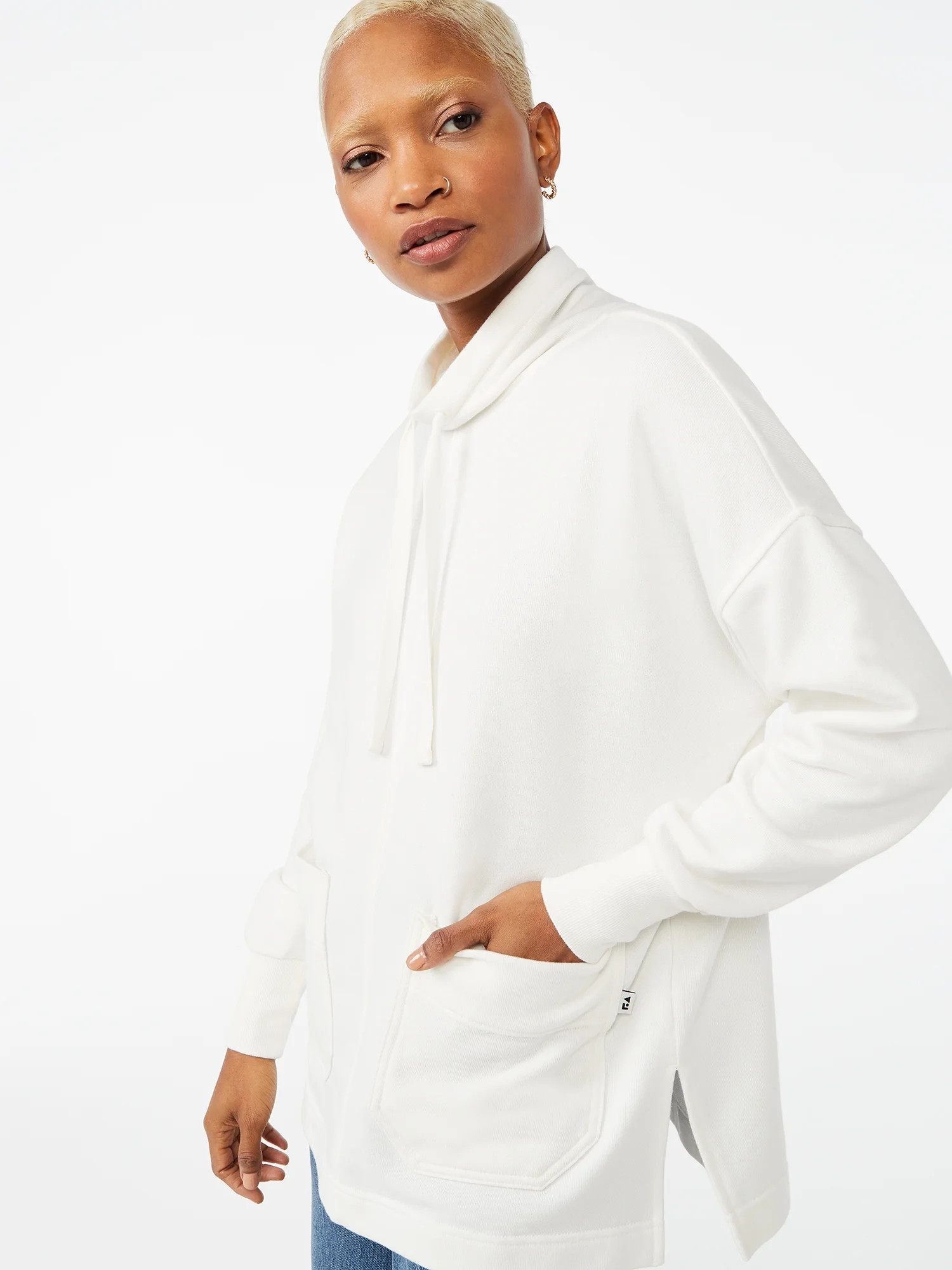 Free Assembly Women's Funnel Neck Sweatshirt with Patch Pockets | Walmart (US)