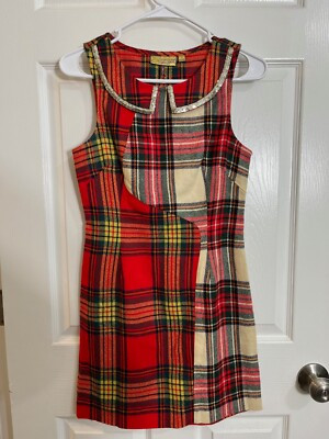 Princess Vera Wang Plaid Dress Size 1 Sleeveless Red Tartan Holiday Mod Preppy | eBay US