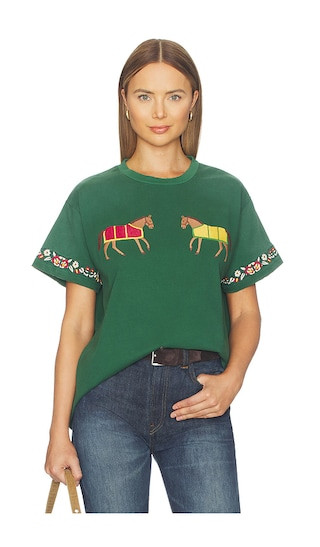 Embroidered Horse Equine Tee in Washed Forest | Revolve Clothing (Global)