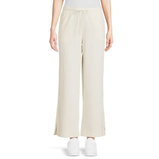 Avia Women's Athleisure Rib Velour Wide Legs Pants, 31" Inseam for Regular, Sizes XS-XXXL | Walmart (US)