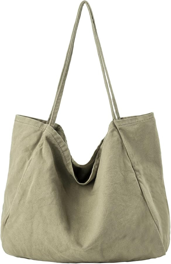 Canvas Tote Bag for Women Large Hobo Shoulder Bag for Work Travel Casual Message Bag Tote Purse h... | Amazon (US)