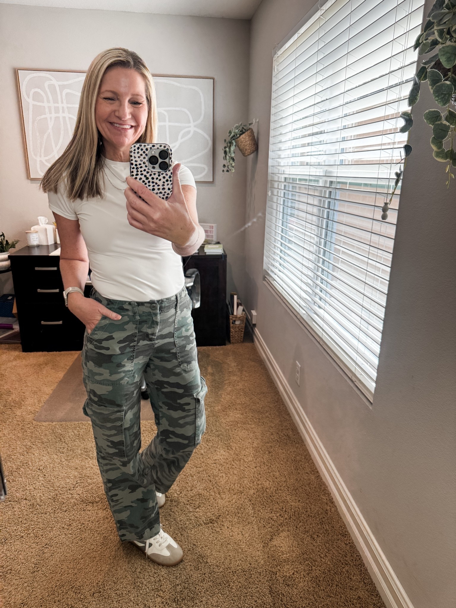 Cozy and cute work from home outfit in my camo cargo pants and Pumiey tee. My pants are Target from a couple years ago but I linked other options. 

#LTKmomlife #LTKOver40 #LTKootd