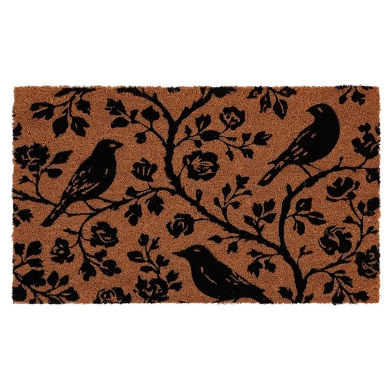 My Texas House Halloween Natural and Black Floral Bird Outdoor Coir Doormat, 18" x 30" | Walmart (US)
