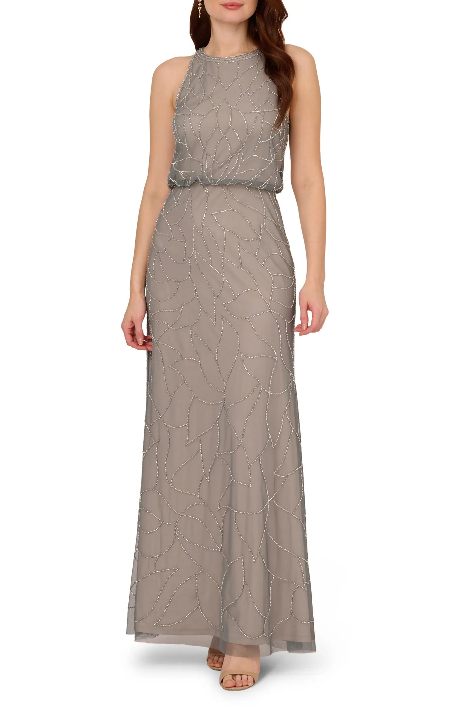 Adrianna Papell Beaded Sleeveless Blouson Gown | Nordstrom | Nordstrom