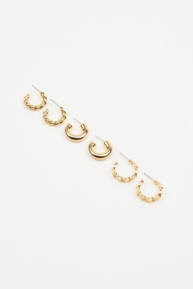 3 Pack Twist & Chain Earrings | Garage Clothing