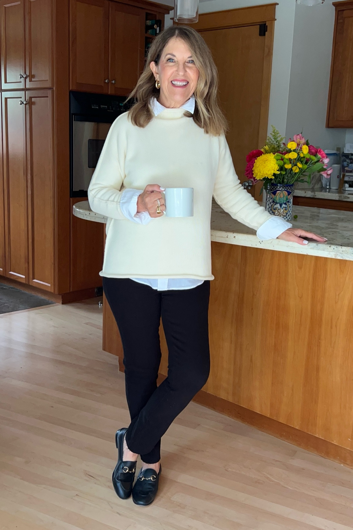 This is my work-from-home, lunch-out, and run-errands outfit! 

I love the cotton sweater's sleeve detail. Plus, it's a style that goes with all pants and jeans. The pull-on denim is so comfortable; it's perfect for sitting at my desk, on an airplane, or on a road trip. 

Items fit tts. 

Use one-time code:
ESCAPE
For $50 off on one full-price item. Expires 9/1.

@frankandeileen
#frankandeileenpartner
#wearloverepeat

#LTKWorkwear #LTKTravel #LTKSeasonal