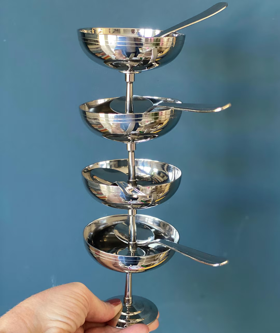 Letang Rémy Set of 4 Vintage Stainless Steel Coupes With Spoons - Etsy Canada | Etsy (US)