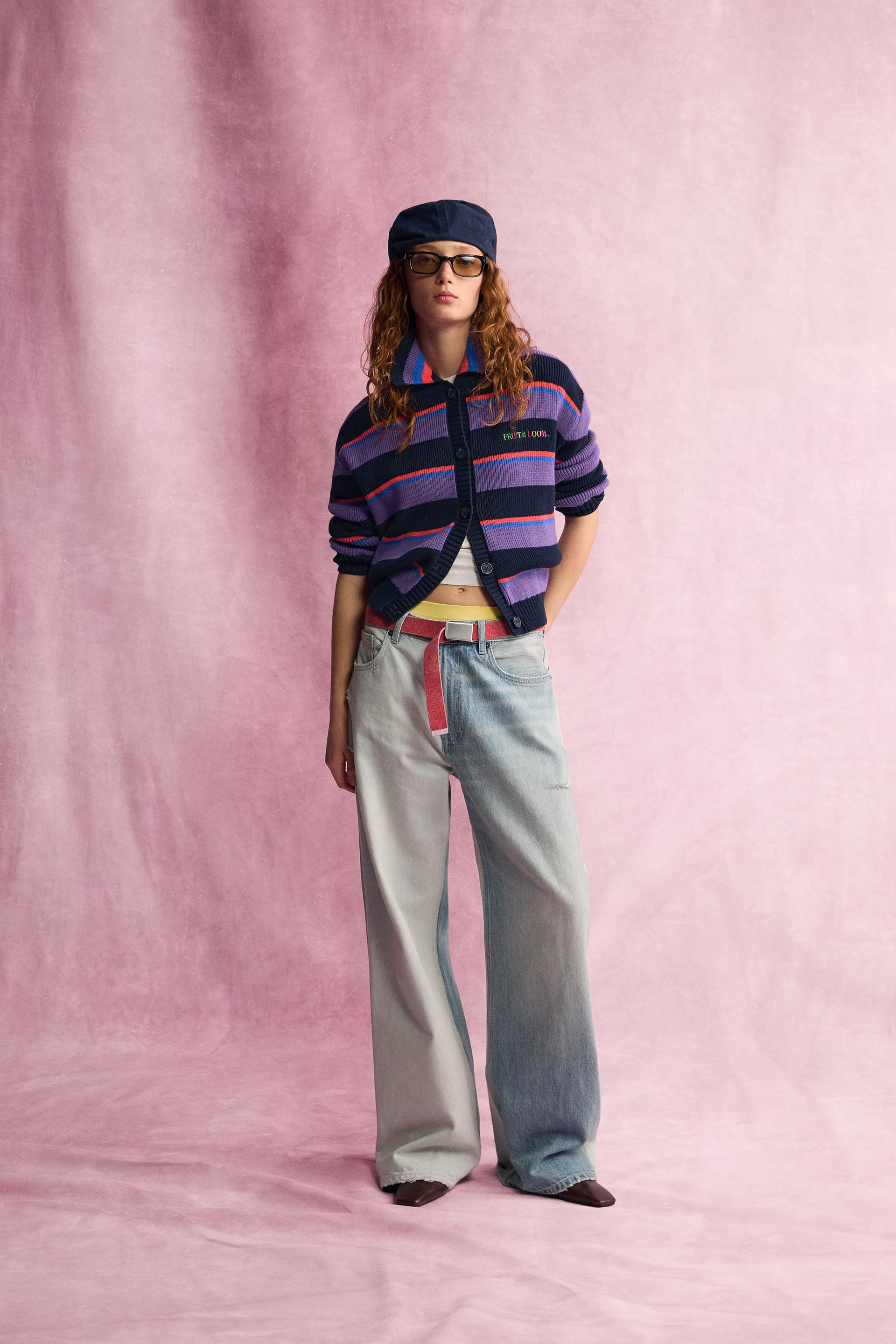 FRUIT OF THE LOOM\u2122 STRIPED CARDIGAN | Zara US