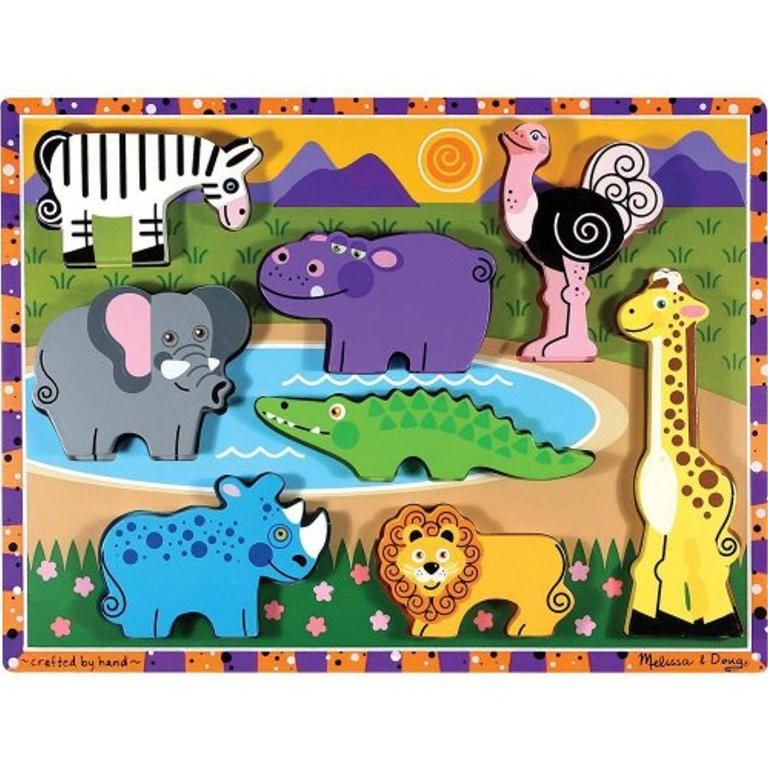 Melissa & Doug Safari Themed Chunky Puzzle + Free Scratch Art Mini-Pad Bundle [37228] | Walmart (US)