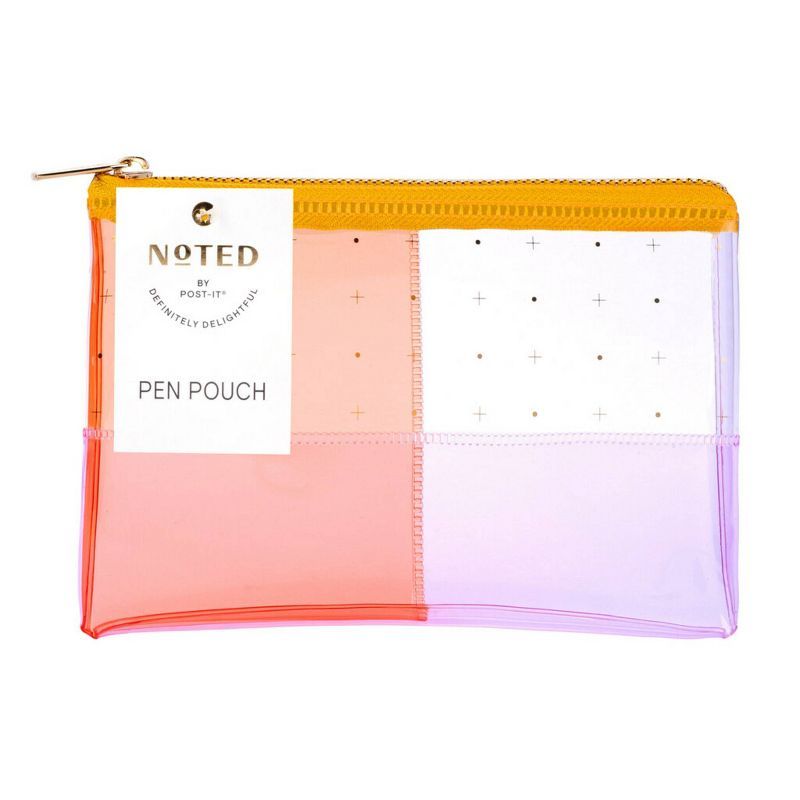 Post-it 1-Zipper Transparent Pencil Pouch Weave Orange/Pink | Target