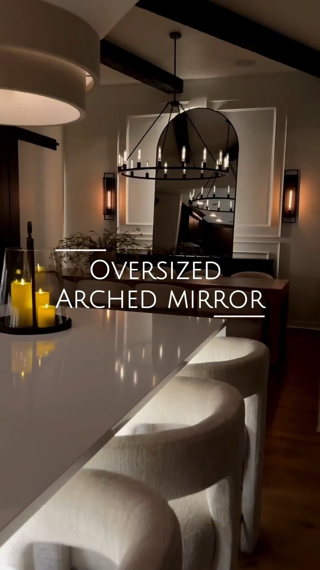 Sharing my favorite @Wayfair finds for my kitchen and dining ✨ I’m in love with these hutches! 💥 I stacked two side by side and they display my decor and china beautifully. I layered in a gorgeous rug, added pendant lighting, styled the counters with gold and black candle holders, and finished it with an oversized mirror to make the whole space feel more grand and elevated 🤎
—
 kitchen decor dining room decor kitchen hutch oversized mirror pendant lighting #ad #wayfairpartner #wayfair

#LTKU #LTKHome #LTKdayinmylife