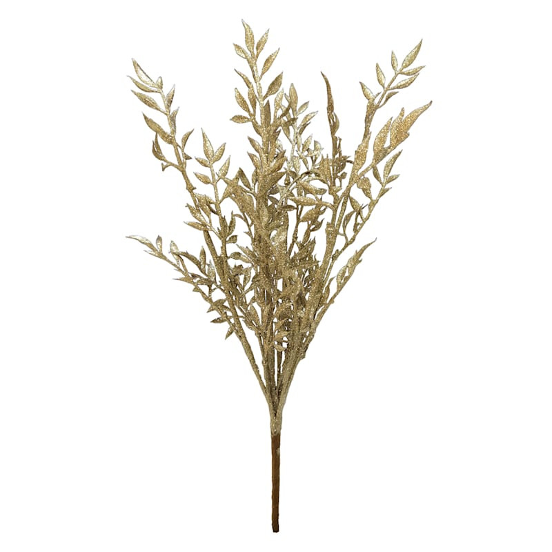 Mini 5-Head Gold Glittered Bush, 19" | At Home