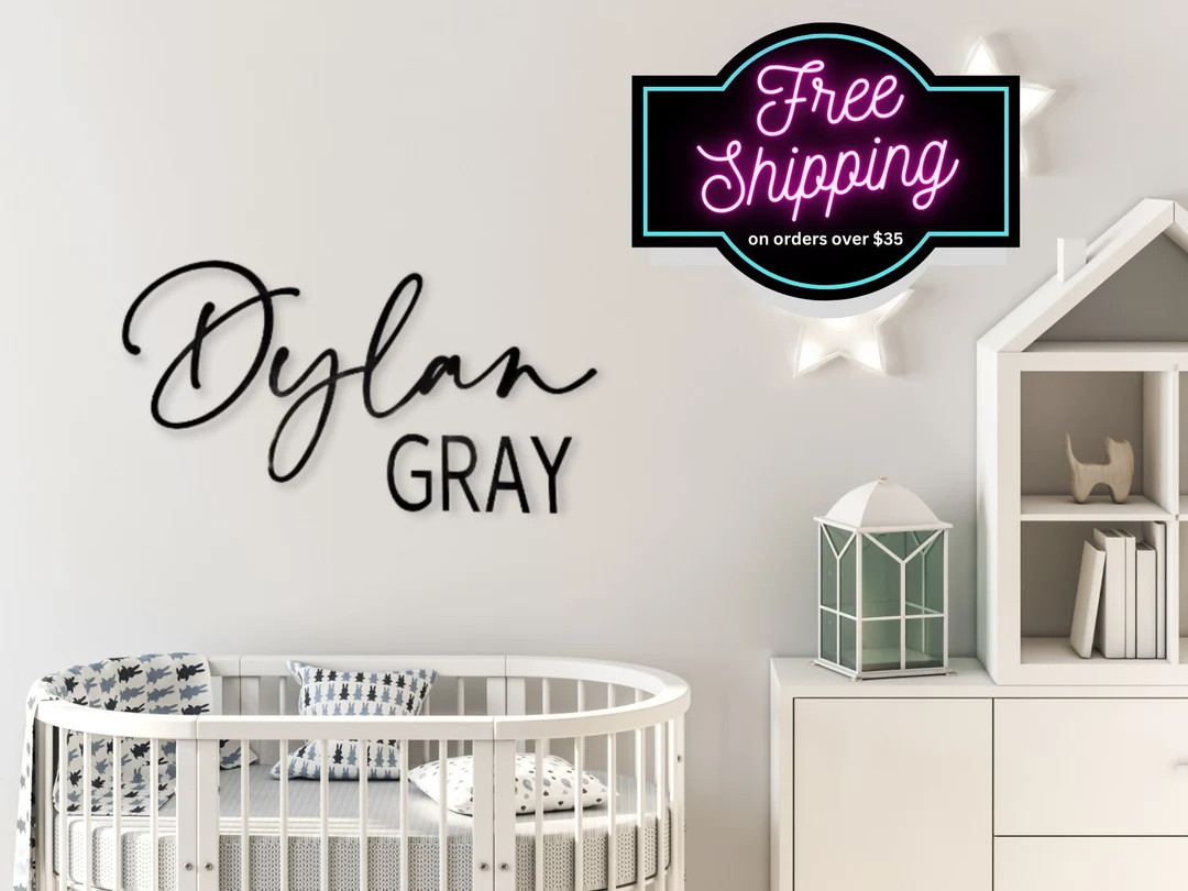 Large Wood Name Cutout for Nursery, Crib, or Photo Wall - Etsy | Etsy (US)