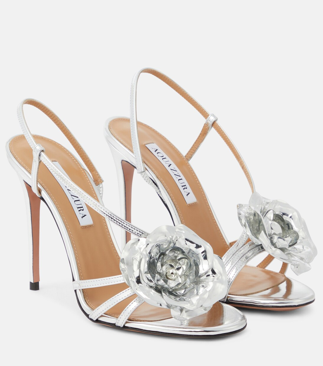 AquazzuraParis Rose 105 mirrored leather sandals | Mytheresa (US/CA)