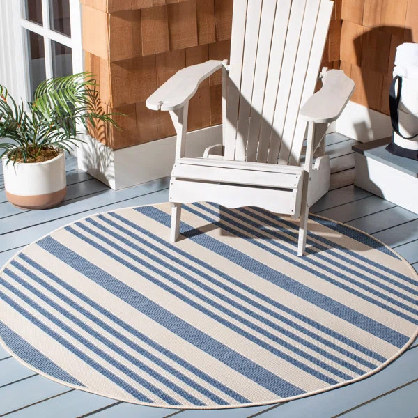 Herefordshire Striped Indoor / Outdoor Area Rug in Beige/Blue | Wayfair North America