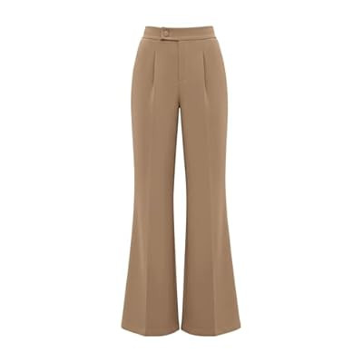 KIRUNDO Womens Dress Pants High Waisted Wide Leg Pleated Trousers Flare Pala… | Amazon (US)