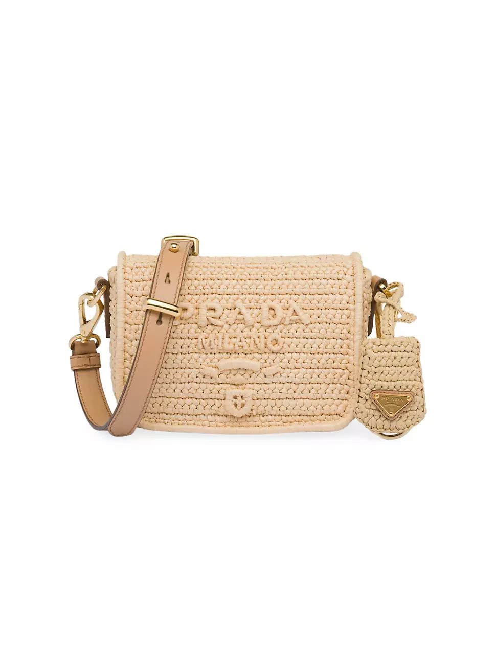 Prada Raffia And Leather Shoulder Bag | Saks Fifth Avenue