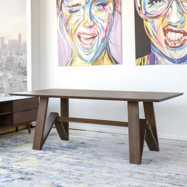 Derr 79'' Eucalyptus Solid Wood Trestle Dining Table | Wayfair North America
