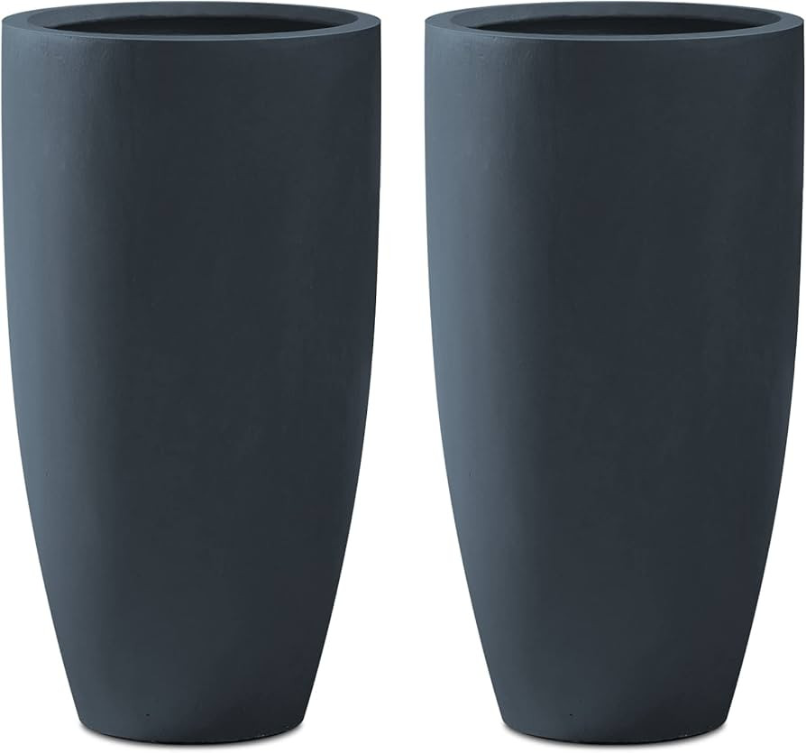 Kante 23.6" H Charcoal Concrete Tall Planters (Set of 2), Large Outdoor Indoor Decorative Plant Pots | Amazon (US)