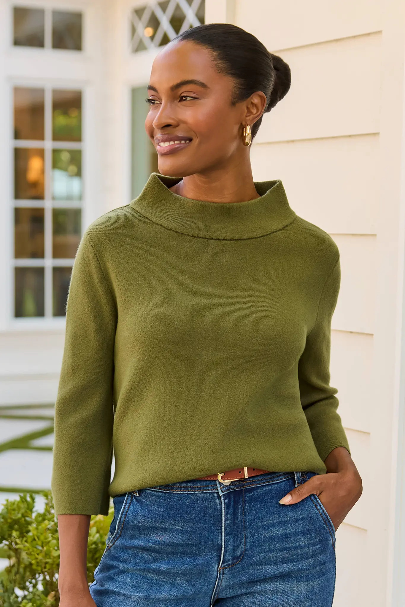 Jackie Olive Knit Sweater | Avara