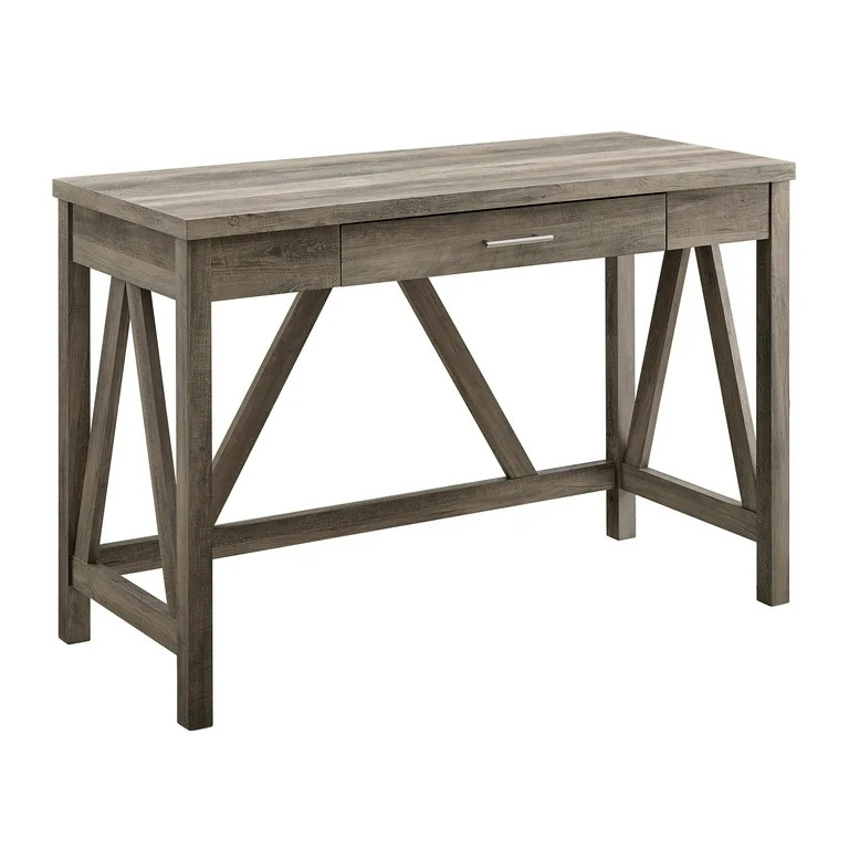 Woven Paths Rustic Farmhouse Computer Writing Desk with Drawer, Grey Wash - Walmart.com | Walmart (US)