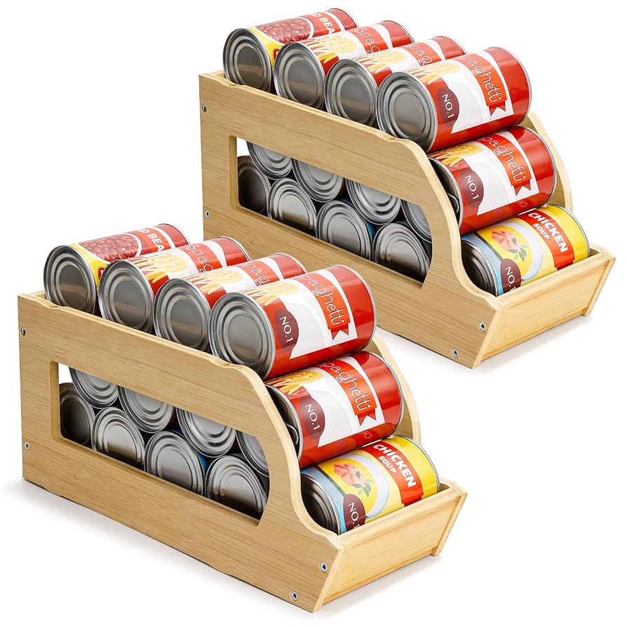 Bamboo Can Organizers and Storage for Pantry, Soda Can Organizer Beverage Drink Holders, Stackabl... | Amazon (US)
