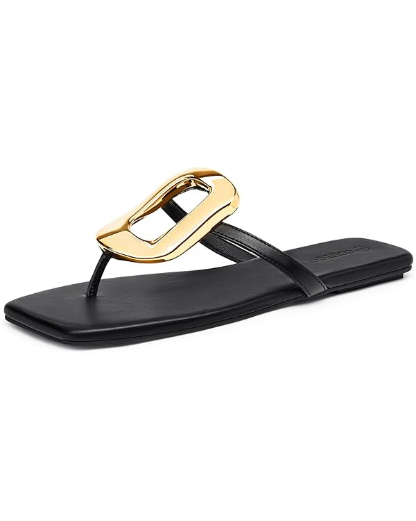 Coutgo Women's Metal Decorated Slide Sandals | Amazon (US)