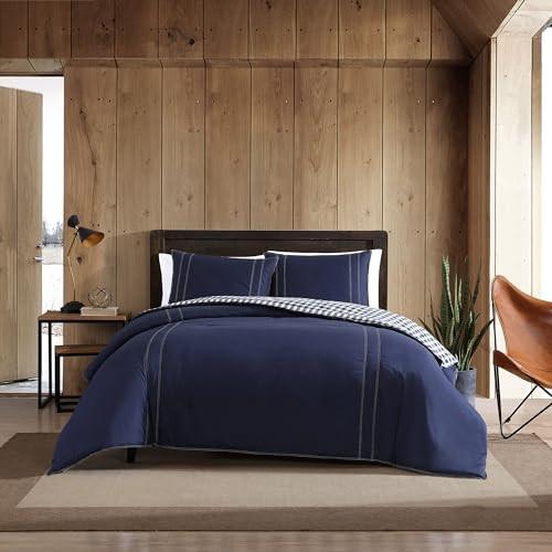 Eddie Bauer - King Comforter Set, Reversible Cotton Bedding with Matching Shams, Pre-Washed for Added Softness (Kingston Navy, King) | Amazon (US)