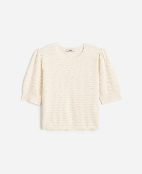 Merino Wool-Silk Blend Puff-Sleeve Sweater Tee | Madewell | Madewell