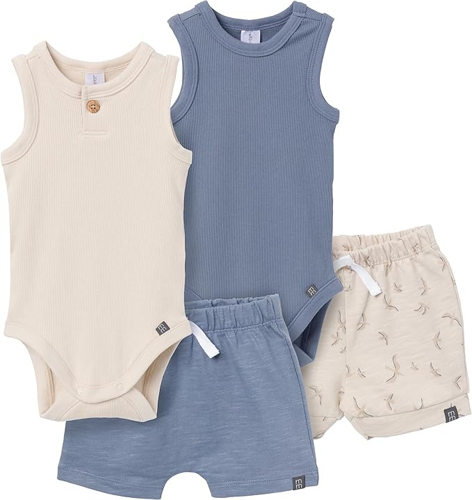 Modern Moments by Gerber Baby Boys 4 Piece Sleevless Bodysuits & Shorts | Amazon (US)