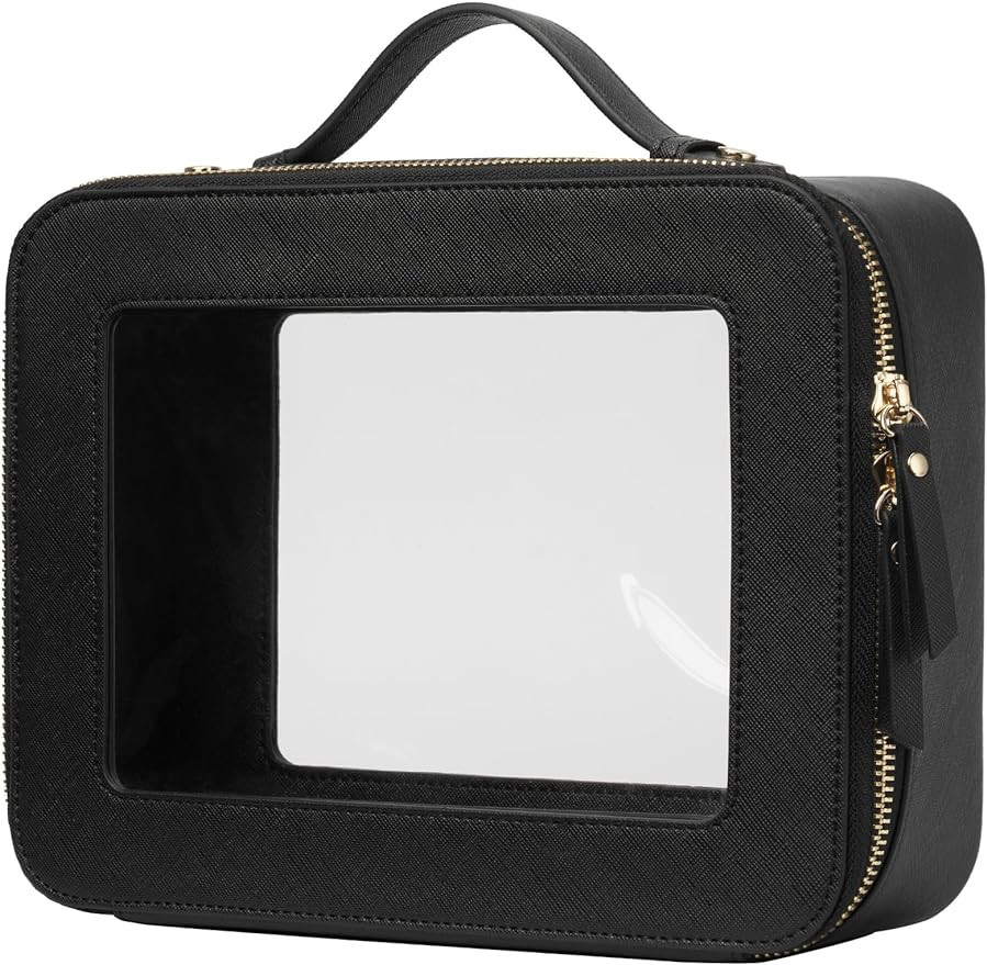 Large Capacity Clear Toiletry Bag for Women Travel Makeup Bag Black | Amazon (US)