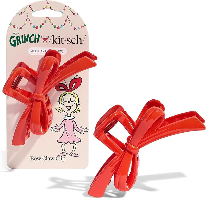 The Grinch x Kitsch Bow Hair Claw Clip for Women – Strong Hold for Thick or Thin Hair | Glossy ... | Amazon (US)