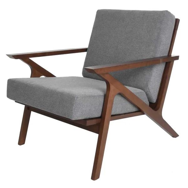 Zenvida Mid Century Modern Armchair Solid Hardwood Upholstered Accent Chair - Overstock - 3600302... | Bed Bath & Beyond