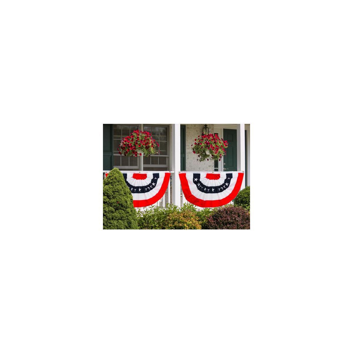 Patriotic Embroidered Bunting USA 72" x 36" Pleated Banner with Brass Grommets Briarwood Lane | Target
