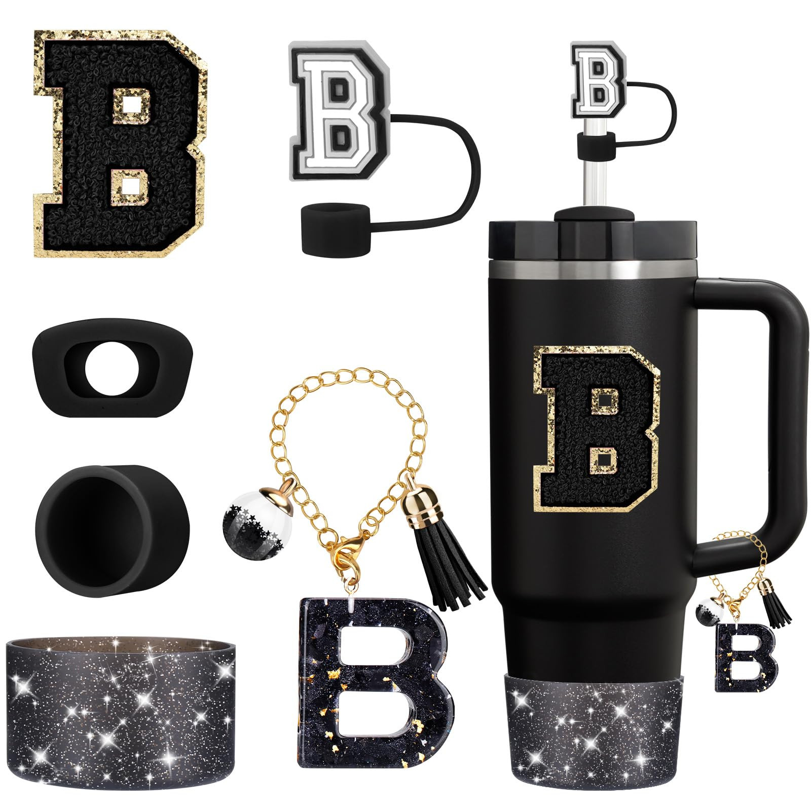 Mity rain 6PCS Cup Accessories Set for Stanley Cup 30oz 40oz tumbler with handle, Black Accessori... | Amazon (US)