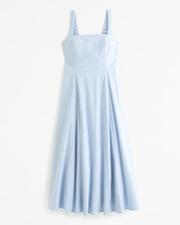 Women's Squareneck Stretch Cotton Midi Dress | Women's Dresses & Jumpsuits | Abercrombie.com | Abercrombie & Fitch (US)