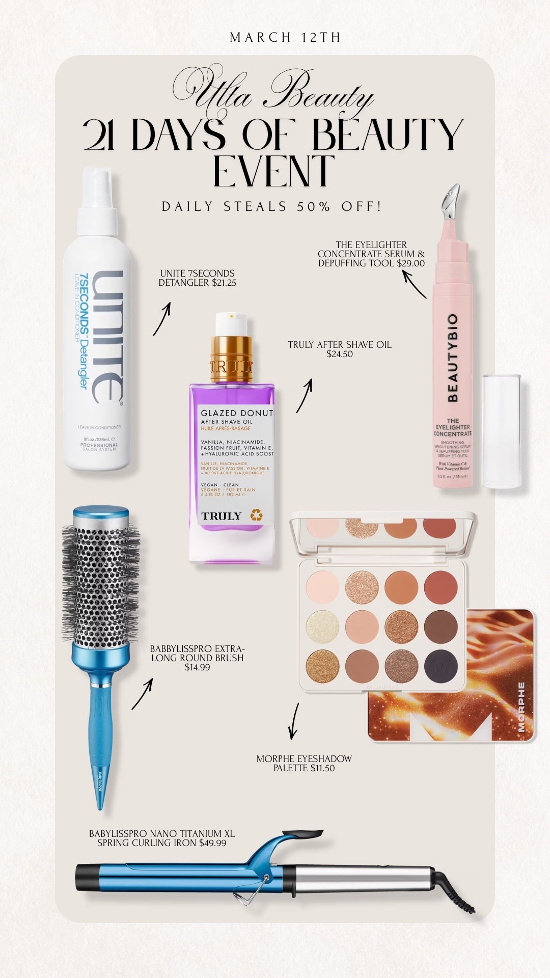 Ulta Beauty 21 days of Beauty Event is happening right now under 3/26! Get 50% off of daily steals! 

Ulta Beauty, Sale Alert, 21 DOB, 21 Days of Beauty, 21 Days of Beauty Event, Beauty, Makeup, Skincare, Haircare, Sale, Emily Ann Gemma

#LTKSpringSale #LTKSaleAlert #LTKBeauty