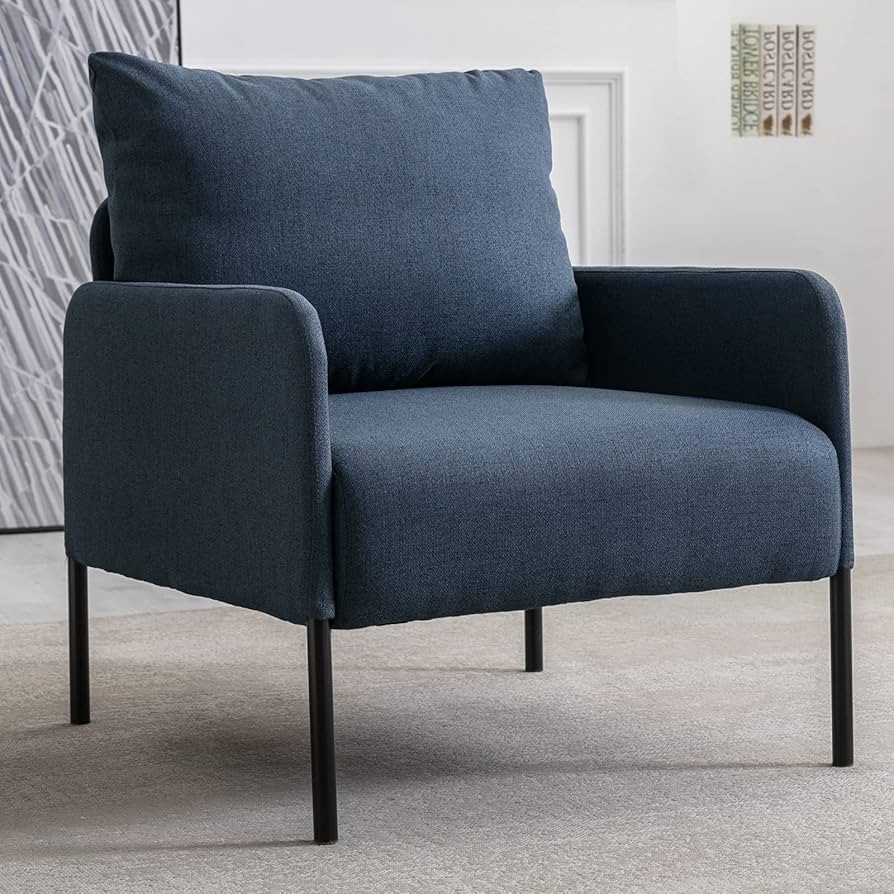 LZAREAL Linen Fabric Living Room Accent Chairs Bedroom Single Sofa Chair, Upholstered Reading Arm... | Amazon (US)