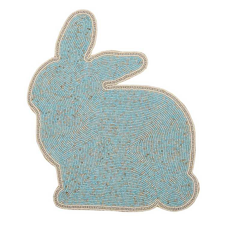 Blue Beaded Bunny Shaped Placemat | Kirklands