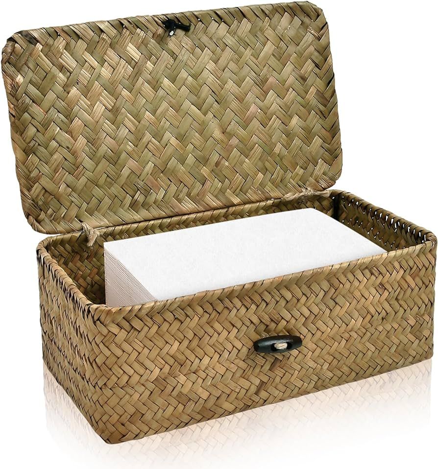 Dryer Sheet Holder, Woven Seagrass Dryer Sheet Container with Lid, Farmhouse Dryer Sheet Box Deco... | Amazon (US)