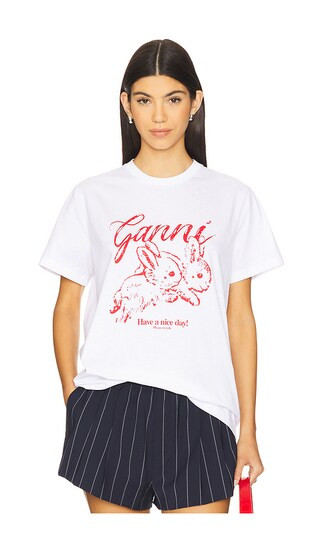 Bunnies Relaxed T-shirt in Bright White | Revolve Clothing (Global)