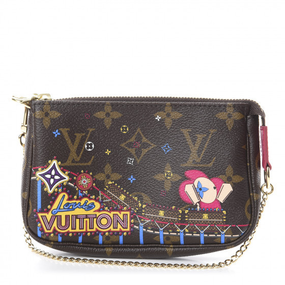 LOUIS VUITTON Monogram 2020 Christmas Animation Roller Coaster Mini Pochette Accessories Pivoine | Fashionphile