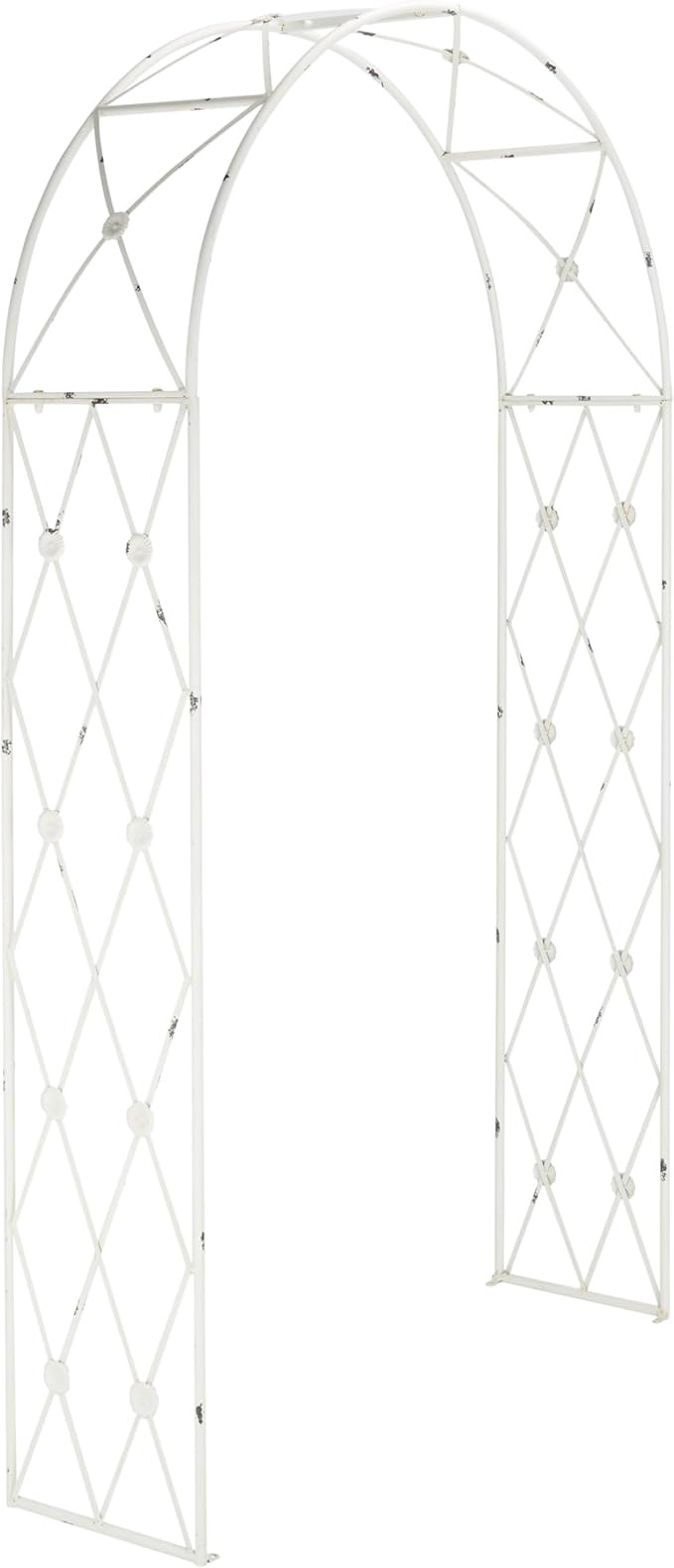 SAFAVIEH Outdoor Collection Atticus Antique White Wrought Iron Lattice Arch Garden Arbor | Amazon (US)