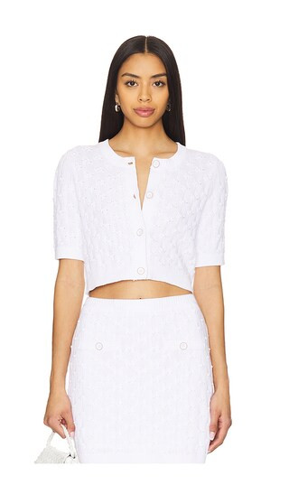 Brenda Cropped Cardigan in Bleach White | Revolve Clothing (Global)