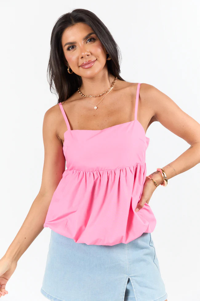 Pinky Promise Pink Bubble Hem Tank | Pink Lily