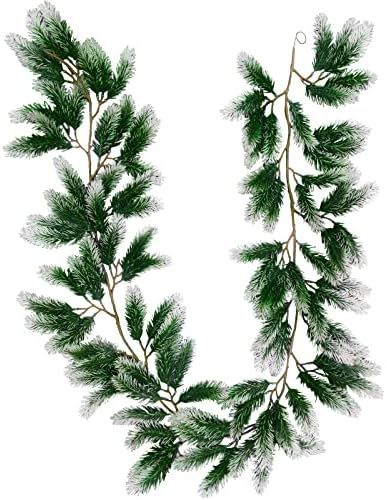 TURNMEON 6 Ft by 12 Inch Snow Flocked Christmas Garland Decoration Realistic Feel Artificial Pine... | Amazon (US)