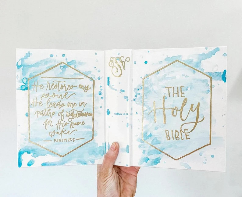 Custom Painted Bible Hand Painted ESV Journaling Bible Wedding Bible - Etsy | Etsy (US)