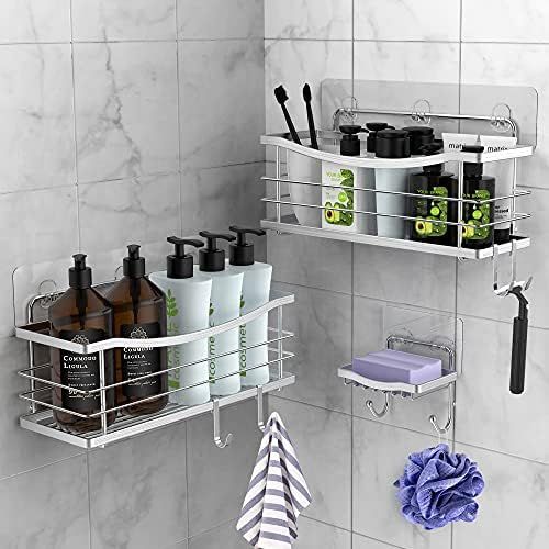 ODesign Adhesive Shower Caddy No Drilling with Soap Dish 3 Tiers Stainless Steel Shower Organizer... | Amazon (US)