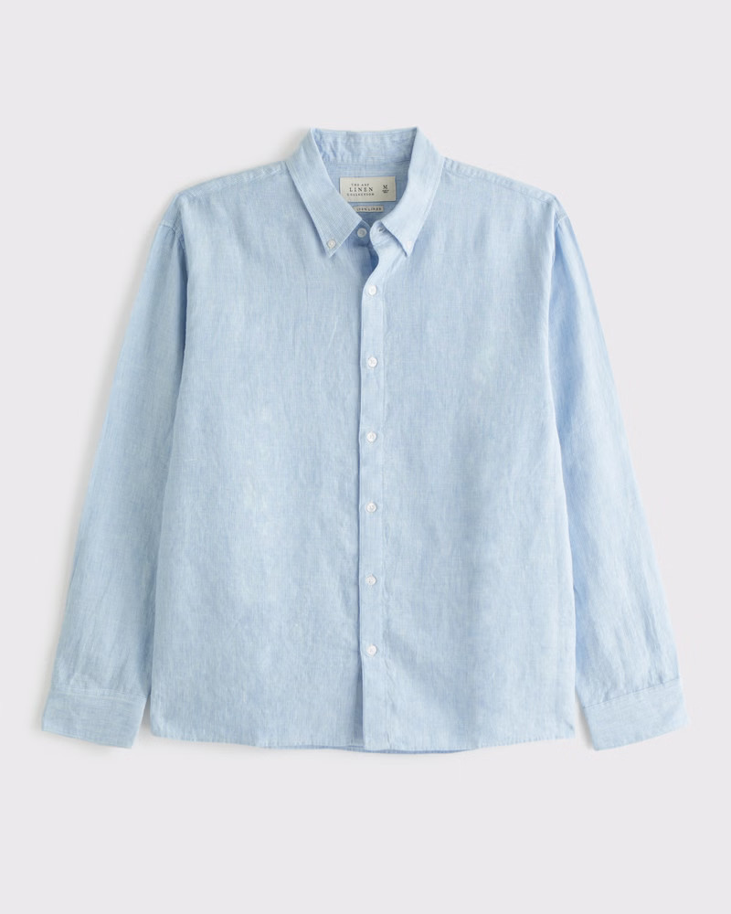 Men's Linen Button-Up Shirt | Men's Tops | Abercrombie.com | Abercrombie & Fitch (US)