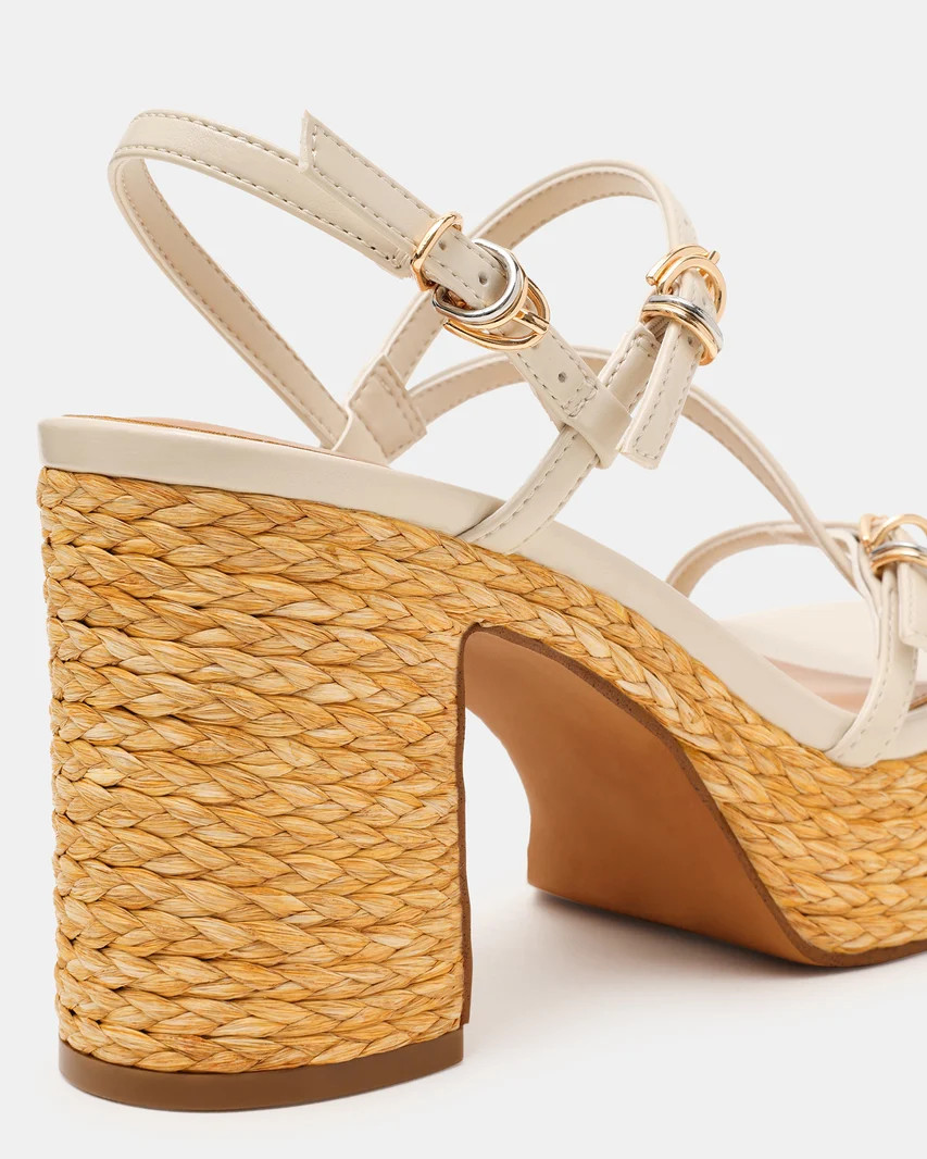 JAYCE White Raffia Platform Strappy Buckles Women's Sandal | Steve Madden (US)
